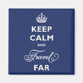 Houd kalm en reis ver Witte Tekst & Cursief Manusc Magneet (Voorkant)