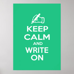 Houd kalm en schrijf op meme poster