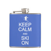 Houd kalm en skie op aangepaste kolf heupfles (Voorkant)