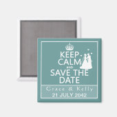 Houd kalm en sla de datum lesbische bruiloft magneet (Voorkant / Achterkant)
