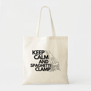 Houd kalm en spaghetti klem tote bag