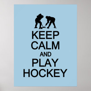 Houd kalm en speel aangepaste Hockey-kleurenposter Poster