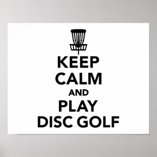 Houd kalm en speel Disc golf Poster