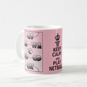 Houd kalm en Speel Netball Posities Koffiemok