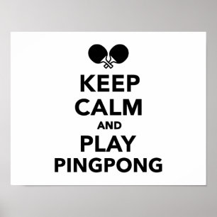 Houd kalm en speel Ping Pong Poster