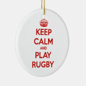 Houd kalm en speel Rugby Keramisch Ornament (Rechts)