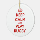 Houd kalm en speel Rugby Keramisch Ornament (Links)