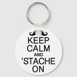 Houd kalm en 'Stache on key chain' Sleutelhanger