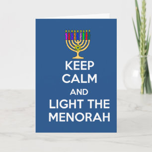 Houd Kalm en steek Menorah aan Feestdagen Kaart