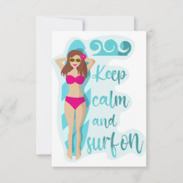 Houd kalm en surf op bruidsmeisje bedankkaart