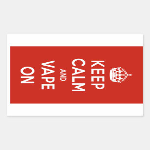 Houd kalm en tape aan rechthoekige sticker