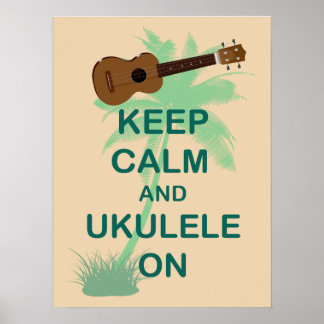 Houd kalm en ukulele op uniek vun Poster