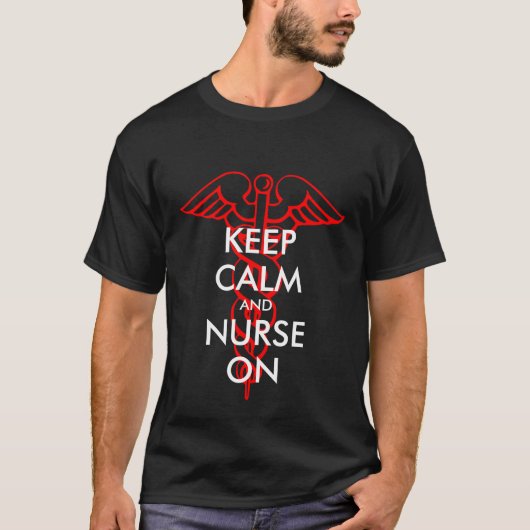 Houd kalm en verpleging op de shirten met caduceus t-shirt (Voorkant)