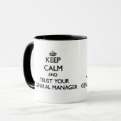 Houd kalm en vertrouw op uw algemeen manager mok (Voorkant links)