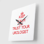 Houd kalm en vertrouw op uw uroloog vierkante klok (Hoek)