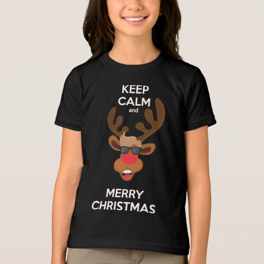 Houd kalm en vrolijk kerstrendier | FEESTDAGEN Tri-Blend Shirt (Voorkant)