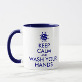 Houd kalm en was uw handen coronavirus mok (Links)