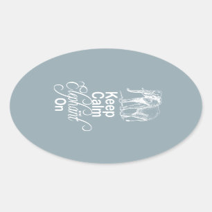 Houd kalm en wees op Elephants Gift Item Blue Ovale Sticker