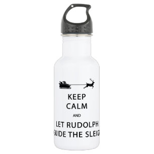 Houd kalm Laat de Rudolph Guide Sleigh Waterfles