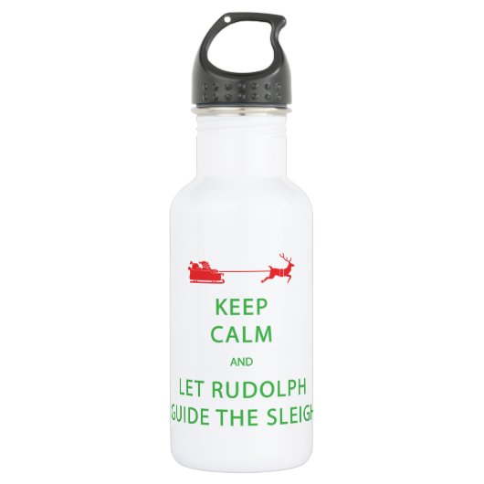 Houd kalm Laat de Rudolph Guide Sleigh Waterfles (Voorkant)