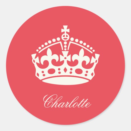 Houd kalm Red Crown Logo Party Favor Sticker (Voorkant)