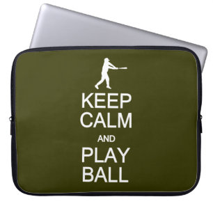 Houd Kalm & speel de douanekleur van de Bal Laptop Sleeve