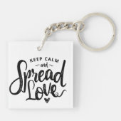 Houd kalm Tekst Kunst Liefde Kunst Inspirerend Har Sleutelhanger (Achterkant)