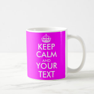Houd Kalme en jouw tekstmok Hete neon roze kleur Koffiemok