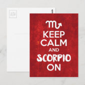 Houd Kalme Schorpioen op de Astrologie van de Briefkaart (Voorkant / Achterkant)