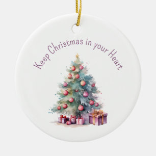 Houd Kerstmis in uw Hart bewerkbare Tekstboom Keramisch Ornament