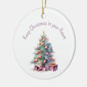 Houd Kerstmis in uw Hart bewerkbare Tekstboom Keramisch Ornament (Links)