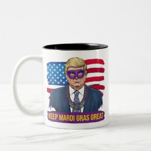 Houd Mardi Gras geweldig grappig Trump Mardi Gras Tweekleurige Koffiemok