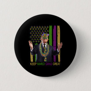 Houd Mardi Gras Grote Grappige Trump Mardi Gras 20 Ronde Button 5,7 Cm