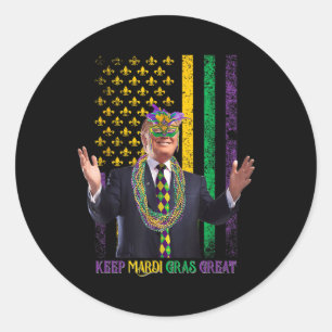 Houd Mardi Gras Grote Grappige Trump Mardi Gras 20 Ronde Sticker