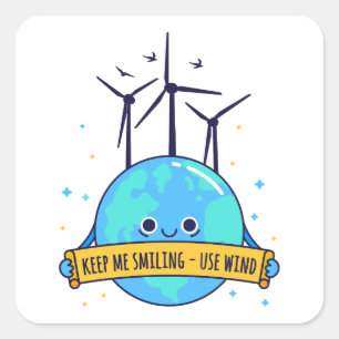 Houd me aan het lachen: gebruik windenergie vierkante sticker