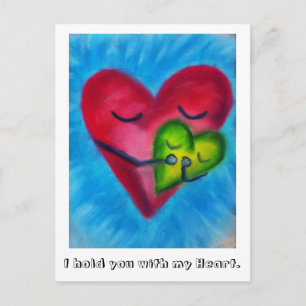 Houd met hart briefkaart vast