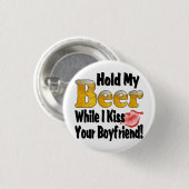Houd mijn Bier BoyVrieslips vast Ronde Button 3,2 Cm (Voorkant /achterkant)