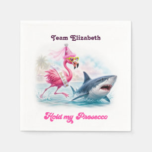 Houd Mijn Prosecco Grappige Haai Flamingo Meisjesu Servet