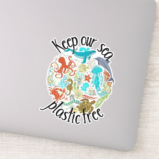 Houd ons Zee Plastic Vrije Walvisschildpad Sticker (Detail)