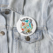 Houd onze zee plasticvrij Schildpad Walvis Ronde Button 7,6 Cm (In situ)