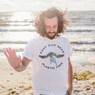 Houd onze zee plasticvrij waterverf schildpad t-shirt
