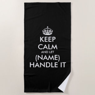 Houd rustig en laat het (jouw naam) aan. strandlaken