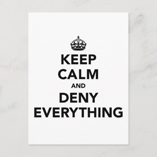 Houd rustig en ontken alles briefkaart (Voorkant)