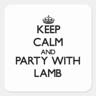 Houd rustig en Partij met Lamb Vierkante Sticker