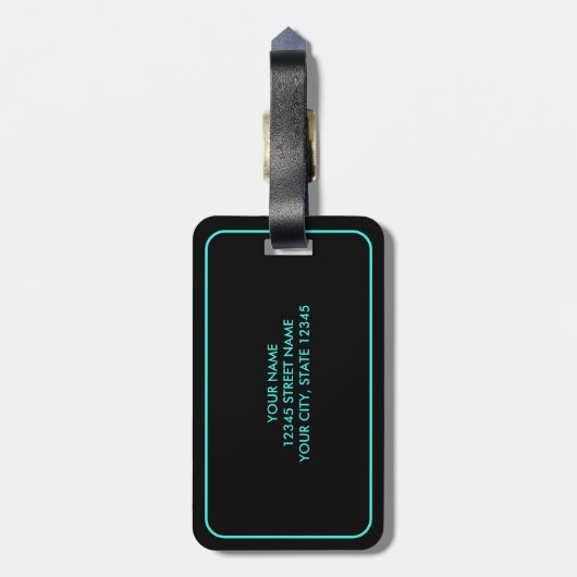 Houd rustig en reis meer grappige neonblauwe koffe bagagelabel (Achterkant verticaal)