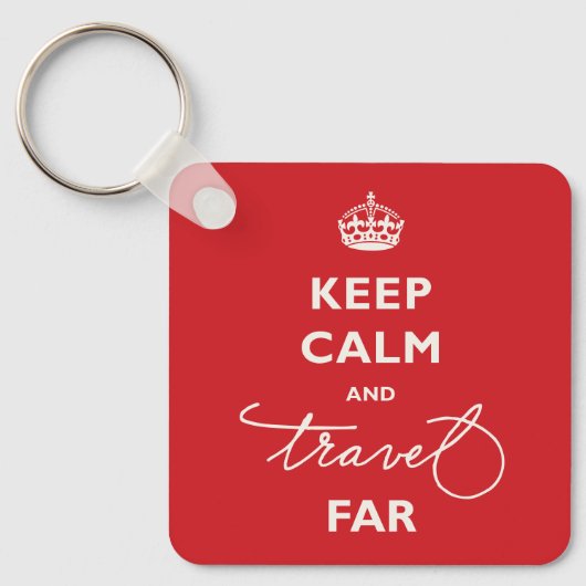 Houd rustig en reis ver handschrift rood sleutelhanger (Voorkant)
