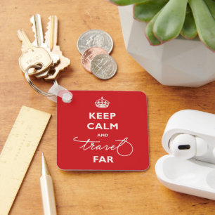 Houd rustig en reis ver handschrift rood sleutelhanger