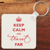 Houd rustig en reis ver handschrift rood sleutelhanger (Achterkant)