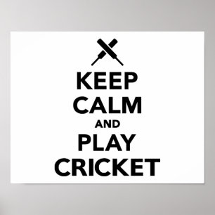 Houd rustig en speel cricket poster