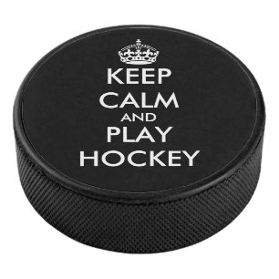 Houd rustig en speel hockey cadeau op maat puck